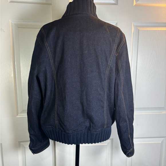 Lauren Jeans Co. Vintage Dark Blue Jean Quilted Denim Bomber Jacket - Picture 5 of 15